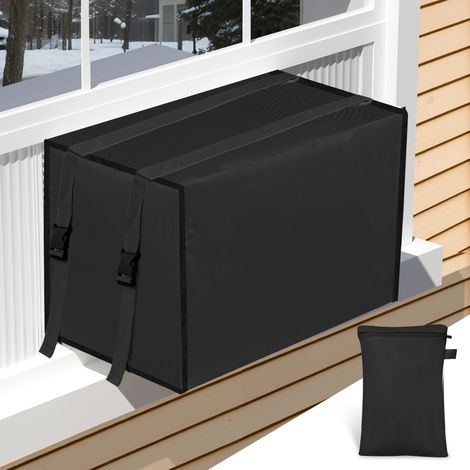 Housse pour climatiseur de fenêtre extérieur, housse imperméable et anti-poussière pour climatiseur extérieur, convient aux petits appareils (S : 43 cm x 30 cm x 33 cm), noir
