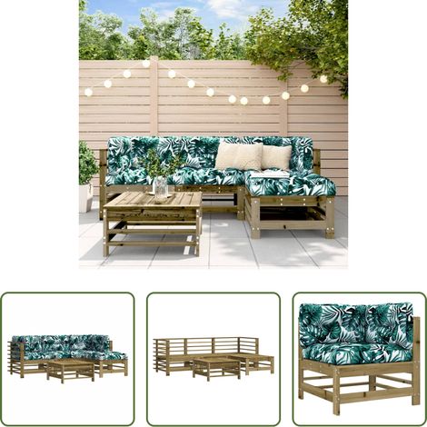 Holzsofa - 5-tlg. Garten-Lounge-Set mit Kissen Imprägniertes Kiefernholz (1/5)