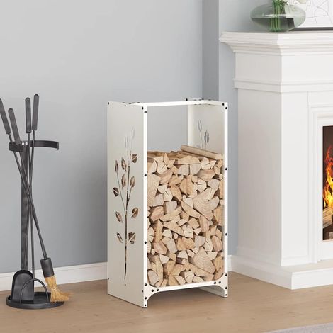 Portant de bois chauffage- Porte-bûches- Meuble pour range bûches blanc 40x30x80 cm 921355 (1/5)