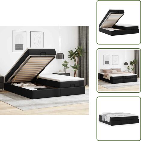 Letto matrimoniale - vidaXL Struttura Letto Pouf con Materassi Nero 180x200 cm Similpelle - Coprimaterasso