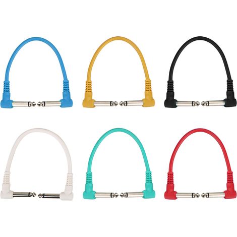 6 câbles audio coudés 1/4" pour pédale d'effet guitare électrique, pack de 6 cordons jack en angle droit (1/5)