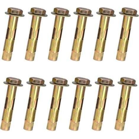 Pack of 12 M8 x 60 mm expansion screw bolts, hexagonal nut, high-strength expansion sleeve anchor bolt, heavy-duty fixings for concrete brick walls