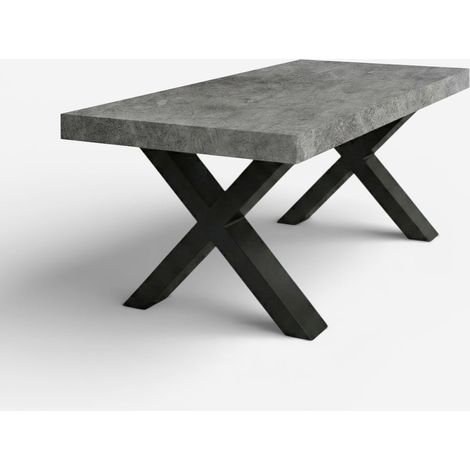 Table extensible design moderne pieds noirs 140/220x90 Firenze - Gris foncé