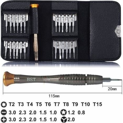 Tournevis de Précision Mini, Kit de Tournevis 25 pièces Outils de Réparation pour Portable, Laptop, Montre, Jouets, Lunettes, (1/4)