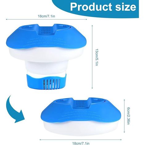 8 Pouces Flotteur de Piscine Distributeur Flottant Faltbares Distributeur de Chlore Flottant Diffuseur Flottant pour Piscines, Spas, Parc Aquatique, Bains à remous et Fontaines (1/4)