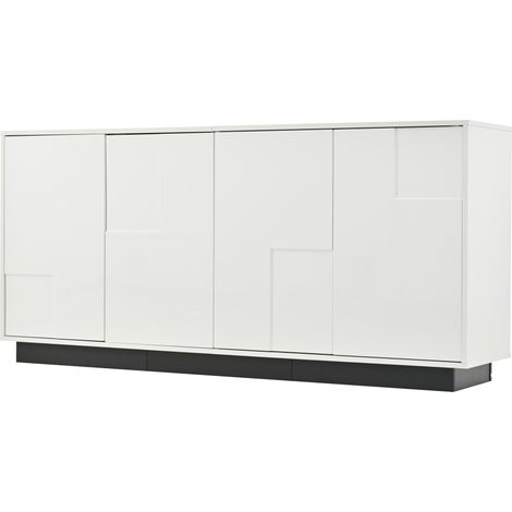 Madia da soggiorno 160 x 37 x 75,5 cm con 4 ante bianco e nero (1/5)