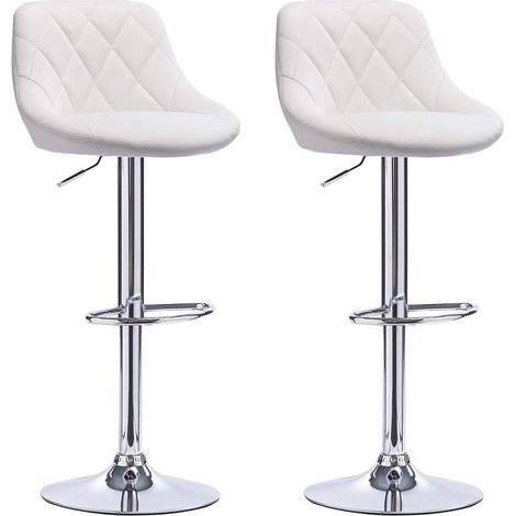 WOLTU Barhocker Tresenhocker, Gute gepolstert, Kunstleder, Höhenverstellbar, Drehbar, 11 Farben, 2 x Hocker, Weiß (1/5)
