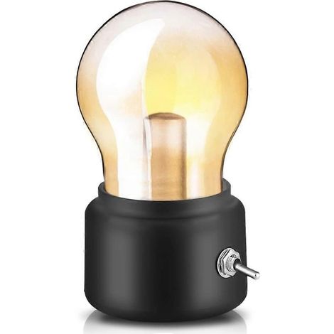 Lampe de chevet rétro à ampoule, veilleuse LED rechargeable USB, mini lampe de chevet élégante, lampe de bureau pour bébé (1/5)