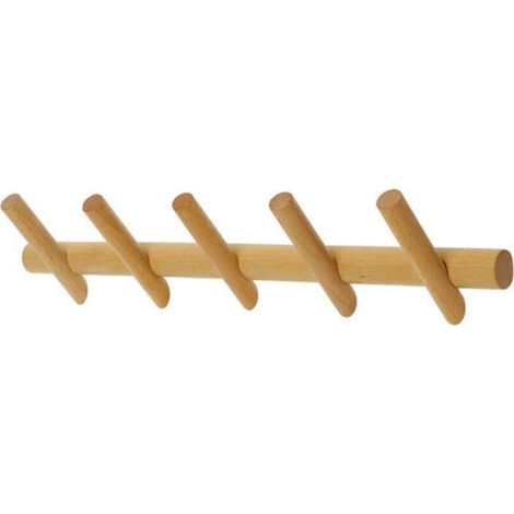 Porte-manteau mural en bois, design moderne et unique. Porte-manteau ou Porte-serviettes - 5 crochets pour suspendre chapeaux, manteaux, sacs à main et toutes sortes de vêtements. (1/5)