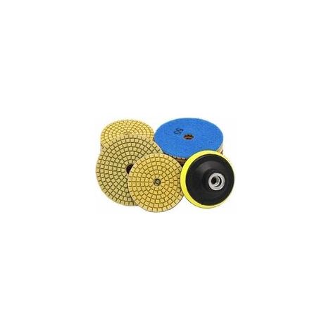 Lot de 10 tampons de polissage diamant 100mm – Grains 50 à 3000 – Pour marbre, granit, céramique et béton – Auto-adhésif-