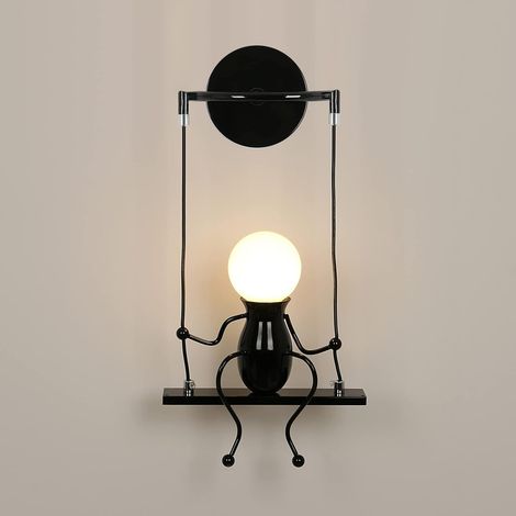 Applique murale d'intérieur, applique murale humanoïde pivotante créative, lampe murale rétro industrielle E27, pour chambre à coucher, table de chev
