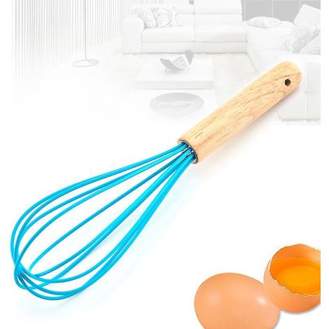 2pcs Fouet En Silicone Avec Manche En Bois Idal Pour Monter Des Blancs En Neige, Fouetter Et Prparer Des Sauces, Crmes, Ptes Gteaux (1/5)