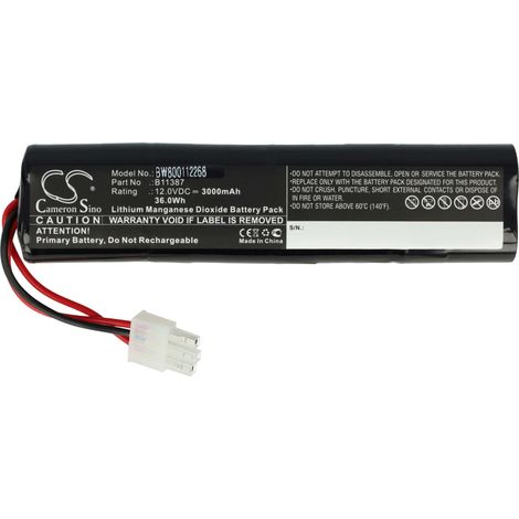 vhbw 1x Batterie kompatibel mit Welch Allyn AED 10, AED 10 Jump Start Medizintechnik (3000 mAh, 12 V, Li-MnO2)