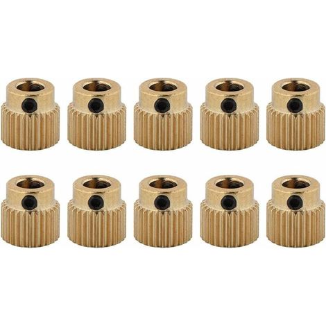 Roue d'extrudeuse en laiton 26/40 dents 10 pièces de roue d'extrudeuse en laiton pour CR-10.CR-10S, Ender 3, Ender 3 Pro, extrudeuse MK7 MK8 (26 dents) - RWCommerce, industrie et science ›Impression e (1/5)