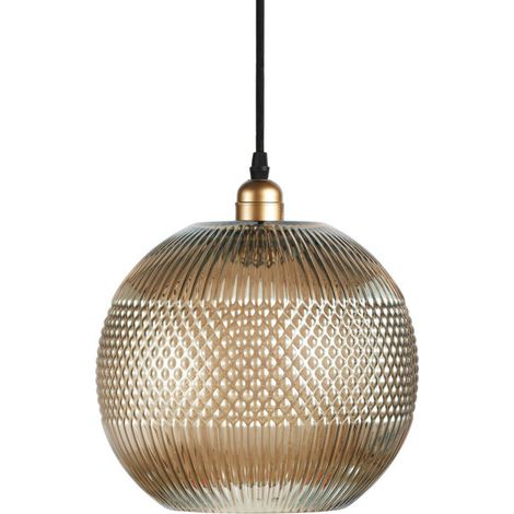 Lampe Suspension en Verre "Neptun" 26cm Or (1/4)