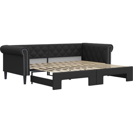 Maison Exclusive - Lit de jour avec gigogne sans matelas noir 90x200 cm