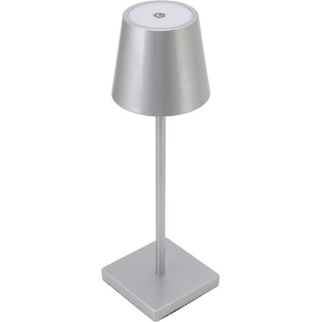 Lampe tactile LED moderne et simple, rechargeable, haute luminosité, à intensité variable, sans fil, pour restaurant et bar, couleur argent. (1/5)