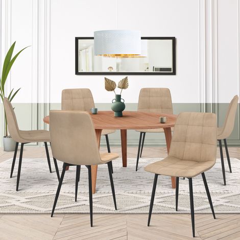 Lote de 6 sillas de comedor de terciopelo topo MILA
