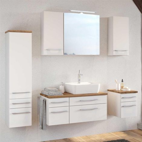 Badmöbel Midischrank Hochschrank 30 cm TAREE-03 in matt weiß