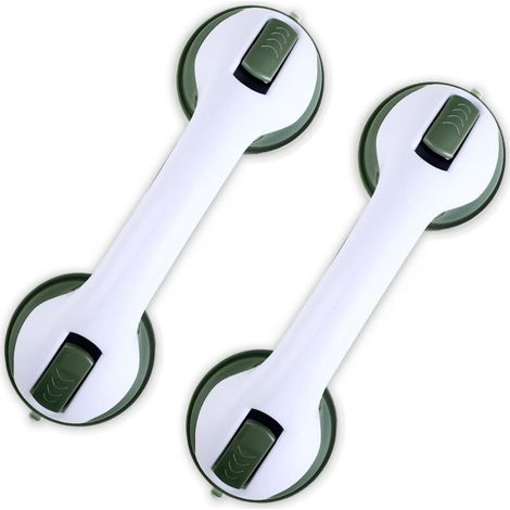 Barres d'appui de douche et baignoire - Lot de 2 barres de 30 cm (12 pouces) avec ventouses puissantes, barre d'équilibre et de sécurité pour prévenir les blessures, motif élan-AquaForge (1/5)