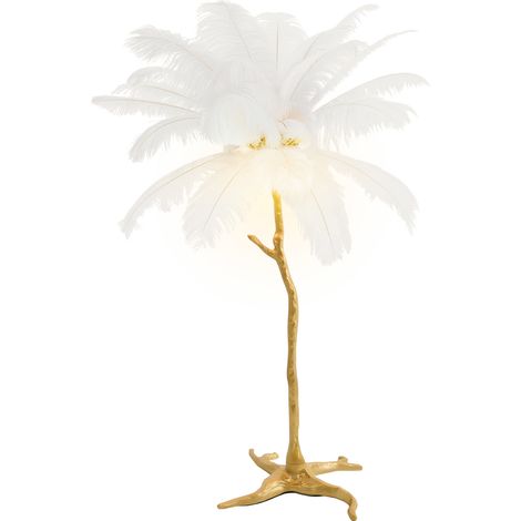 Lampadaire sur Pied Salon, Lampadaire LED Plume d'autruche Naturelle avec une Ampoule LED, Chambre Moderne Luxe Lampe sur Pied pour Villa Bureau Hôtel Salon Chambre (Blanc, 120cm) (1/5)