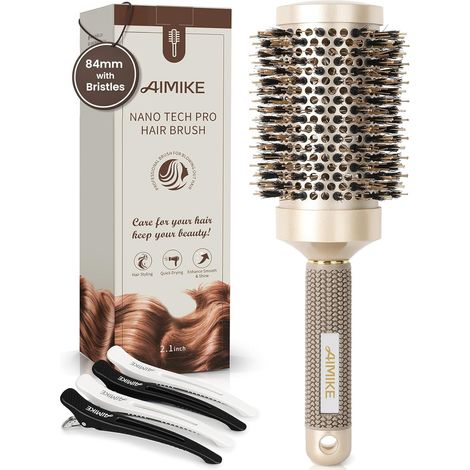 Professional Brushing Brush, Round Brush with Boar Bristles for Women and Men, Improves Texture for Drying, Styling, Curling and Shine (1/5)