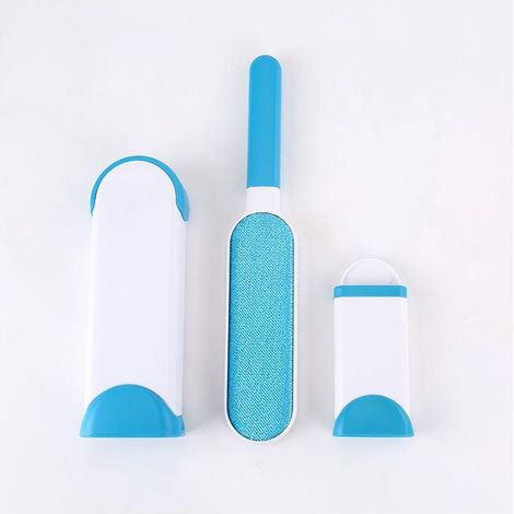 Brosse d'épilation électrostatique double face pour animaux de compagnie, pour chiens et chats, bleue (1/2)