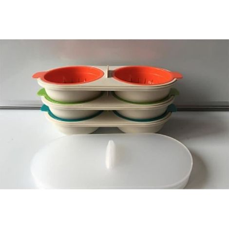 Cuiseur à œufs au micro-ondes - - Double tasse - Matériau PP - 3 couleurs disponibles - 22x10,5x6 cm (1/4)