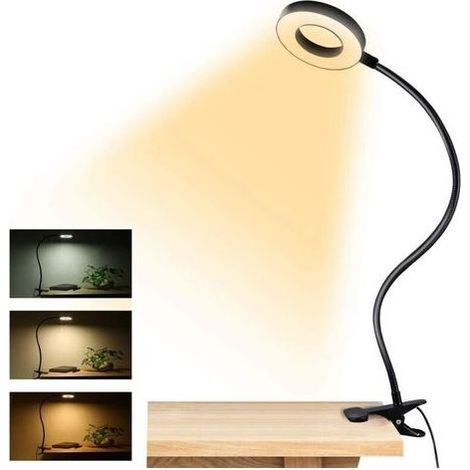 Lampes de lecture à clipser, lampe de bureau USB 48 LED avec 3 Modes de couleur 10 luminosité, lampe à pince pour livre de Protection des yeux (1/5)