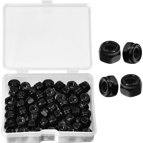 50Pcs M4 x 0,7 mm Contre-écrous, contre-écrous hexagonaux métriques autobloquants en nylon insérés Écrou auto-sertisseur zingué noir pour voiture, machine, meubles (1/5)