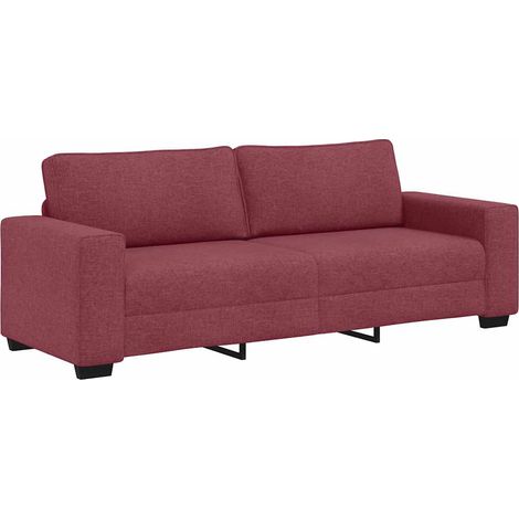 Divano a 3 Posti Sofa Rosso Vino 220x77x82 cm in Tessuto (1/5)