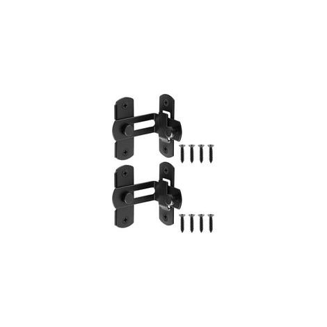 Juego de 2 cerraduras de acero inoxidable de 90 grados para puertas corredizas de granero, garaje, ventana y puerta corrediza (negras)