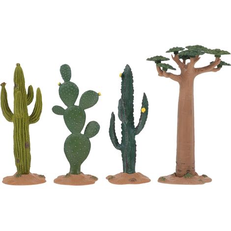Modèle de Cactus Artificiel en PVC 4 Pièces pour Décoration Intérieure, Facile à Nettoyer et Entretenir, pour Chambre et Salon Apparence Réaliste (1/5)