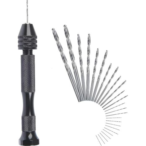 Perceuse à Main Hand Drill Ajustable Hélicoïdaux de Main Kit 25 Pieces Mini Foret Fraise Twist Pour Modèle Noyer Ambre Olive Nut (1/5)