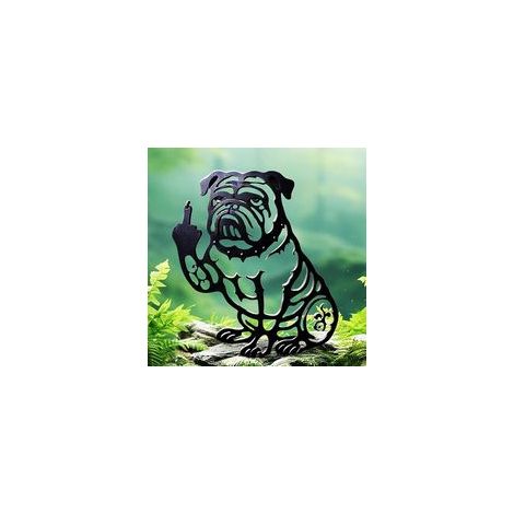 Décoration de jardin amusante en métal, bouledogues français, silhouette de chien noir, piquets décoratifs de jardin, statues de chien en métal, panneau de bienvenue pour cour, pelouse, allée, patio