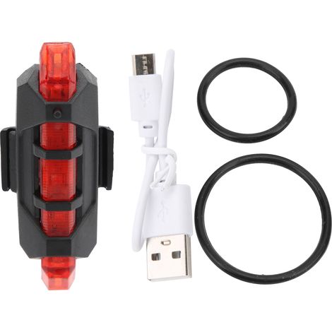 Feu arrière vélo rechargeable USB étanche, lumière LED cyclisme rouge, accessoire vélo sécurité nuit. (1/5)