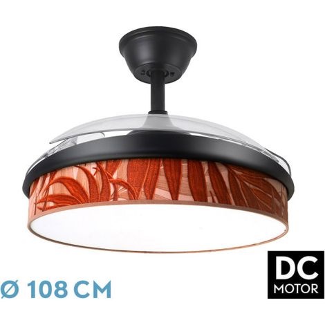 Ventilador Dc Moda 72w Negro/hoja Caldera 108d 3aspas 7200lm 3000k,4000k,6000k Remoto+memoria+temporizador (1/3)