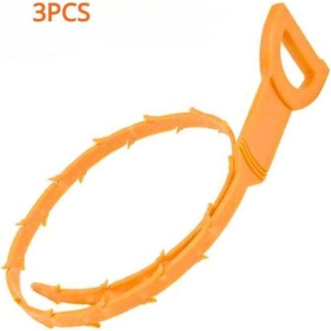 Déboucheur de canalisations TKS, serpent de nettoyage pour douche et lavabo, accessoires de salle de bain, orange, lot de 3 (1/5)
