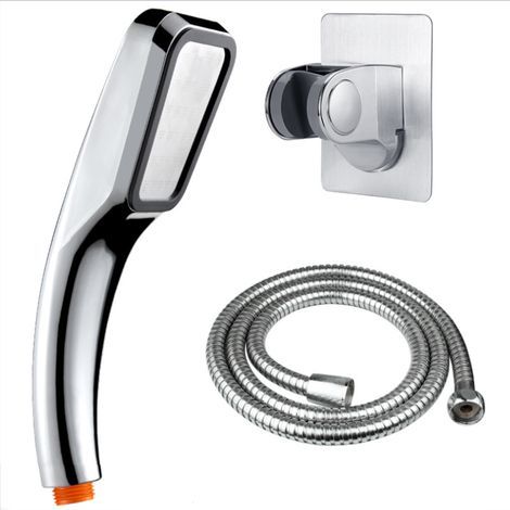 Hand shower, shower head with hose, pressure shower head set, silver (1/4)