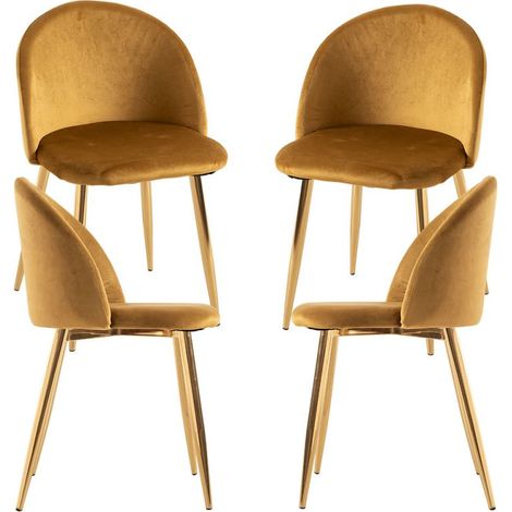 Packs Sillas Comedor - Pack 4 Sillas Vint Terciopelo Golden - Amarillo (1/5)