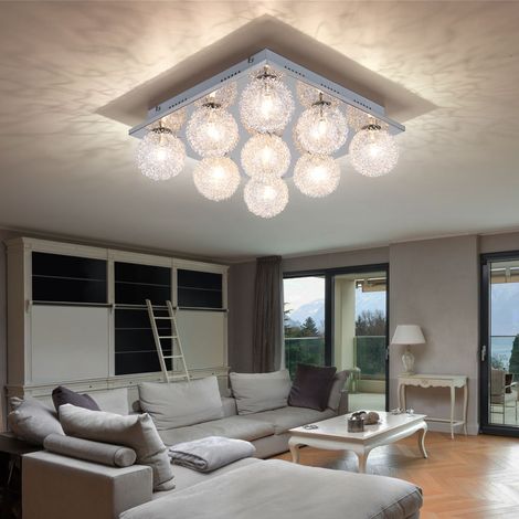 Decken Leuchte Lampe Licht Glas Aluminium Chrom silber Globo 56620-9D ENIGMA (1/5)