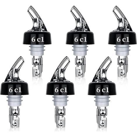 Becs à Liqueur, 6 Pièce Bec Verseur Alcool Auto-Pour de 6cl Avec Bille Becs Verseurs Doseur/Bec Verseur Anti-Goutte Verseurs de Bouteilles pour Le Vin, l'alcool, les Cocktails et L'huile (1/5)
