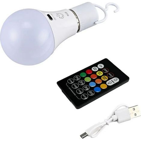 Ampoule rechargeable RGB E27 avec télécommande, minuterie, variateur tactile, 2700K (1/5)