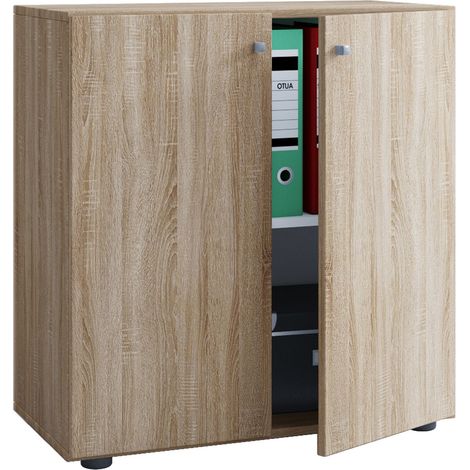 Lona Universalschrank Büro Kommode niedrig 2 Türen Sonoma-Eiche dekor.