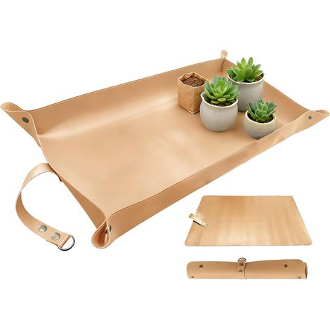 Wasserdichte Umpflanzmatte, Pflanzmatte aus Leder, Pflanzmatte für Sukkulenten im Innenbereich, dicke, faltbare Blumentopfschale und schmutzabweisende Matte (3060cm) (khaki).