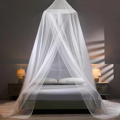 Sekey XXL Moustiquaire pour Lits Simples à Doubles, Protection de D'insecte Écran de Protection Anti-Insectes Système D'installation Rapide et Facile, 60x250x1200cm, Blanc (1/5)