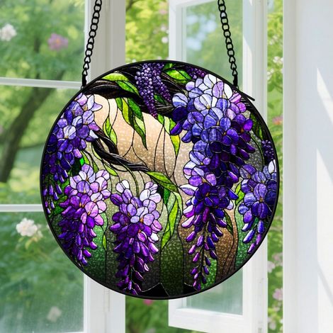 Suspension en vitrail, attrape-soleil coloré élégant minimaliste, décoration maison fenêtre, cadeau Fête des Mères pour femme, maman, nana 15 cm (1/5)