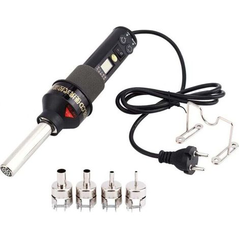 Décapeur Thermique, Pistolet à Air Chaud Électronique 220V 450W Réglable Portatif avec 4 Buses et 1 Support LCD Écran pour Bricolage Soudage (1/4)
