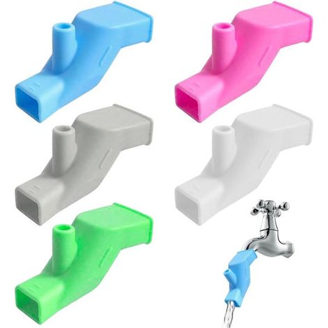 5 Stück Silikon-Wasserhahnverlängerungen – Wasserhahnzubehör – Elastische Wasserhahnverlängerung (1/5)