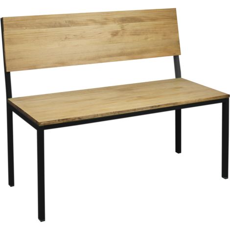 Banco iCub con respaldo 50x100x86cm Negro en madera maciza de pino acabado vintage estilo industrial Box Furniture (1/3)